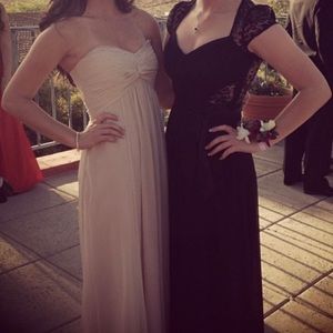 Champagne Strapless Full Length Prom Dress